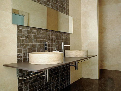 bathroom interior using stone walls