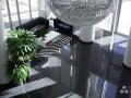 Black Natural Stone Decorates the Interior Floor of the Hotel Hall